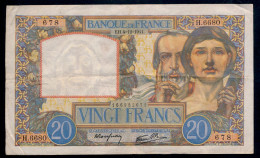 20 Francs 4=12=1941. Fay F.12-20  TTB+/SUP 3 épinglages !!!! - 20 F 1939-1942 ''Science Et Travail''