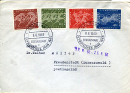 X0177 Germany,circuled  Fdc 8.8.1960 Bonn,Olympische Jahr In Rome With Complete Set Of Stamps - 1948-1960