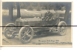 Carte Photo ? CPA . Vainqueur De La Coupe 1905 THERY Gagnant Des éliminatoires Sur 95 HP RICHARD  MULLER.. GORDON BENETT - Fotografia