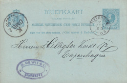 Briefkaart 2 Jukl 1889 Hilversum (kleinrond) Naar Kopenhagen - Poststempel