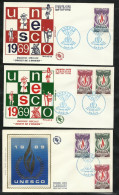 3  FDC Lettres Premier Jour Paris Le 08/03/1969 Service N° 39 ; 40  Et 42 UNESCO Cachet Illustré Bleu   B/TB Soldé - 1960-1969