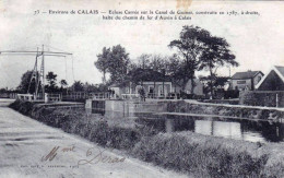 62 - Pas De Calais -  Ecluse Carrée Sur Le Canal De GUINES A Droite Halte Du Chemin De Fer D'Auvin A Calais - Guines