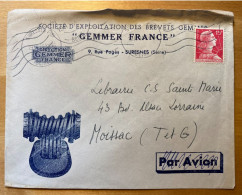 Enveloppe Commerciale Illustrée Gemmer France Affranchie Type Muller Oblitération Suresnes Principal 1956 - Annullamenti Meccaniche (Varie)