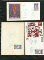3  FDC Lettres Premier Jour Paris 8/3/1969 Service N° 42 Et N° 41 X 2 Le 13/2/1971UNESCO Cachet Illustré Bleu B/TB Soldé - 1960-1969