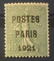 Préoblitéré Paris 1921 - Y&T 28c - 15c Olive - Neuf ** - TTB - 1893-1947