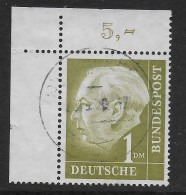 Bund: MiNr. 194, Ecke E1, Durchgezähnt, Gestempelt - Used Stamps