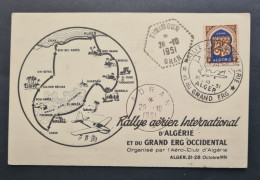 ALGÉRIE,  Timbre N ° 269 Sur CP Rallye  Aérien International D'Algérie Le 29 /10/ 1951. - Lettres & Documents