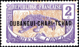 UBANGI-SHARI, FAUNA, LEOPARDO, 1915, NUOVI (MLH*) Scott:FR-OU 2, Yt:FR-OU 2 - Unused Stamps