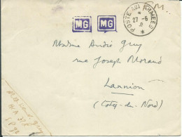 FRANCE LETTRE FM POSTE AUX ARMEES SP 92 POUR LANNION ( COTES DU NORD ) DE 1950  LETTRE COVER - Cachets Militaires A Partir De 1900 (hors Guerres)