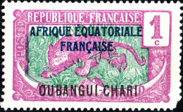 UBANGI-SHARI, FAUNA, LEOPARDO, 1924, NUOVI (MLH*) Scott:FR-OU 41, Yt:FR-OU 43 - Unused Stamps