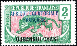 UBANGI-SHARI, FAUNA, LEOPARDO, 1924, NUOVI (MLH*) Scott:FR-OU 42, Yt:FR-OU 44 - Unused Stamps