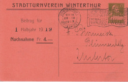 Suisse Entier Postal Privé Contre Remboursement Winterthur 1919 - Enteros Postales