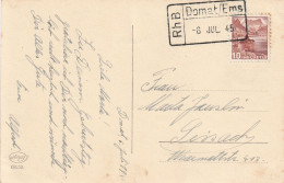 Suisse Cachet Rectangulaire Dormat / Ems Sur Carte 1945 - Marcophilie