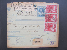 PAKETKARTE Dašice Daschitz - Zombór Postbegleitadresse 1912 Průvodka  / P8604 - Lettres & Documents