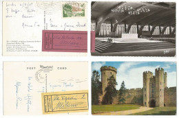Hotel Mail Forwarding Labels # 2 Pcards From UK & France By 2 Different Italy Hotels Asiago 1958 & Montecatini Terme '63 - Fantasy Labels