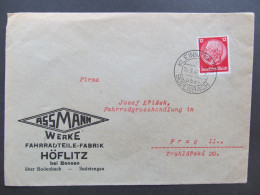 BRIEF Kleinwöhlen Höflitz Bensen Malá Veleň Jedlka Bodenbach 1940/ P8580 - Sudetes