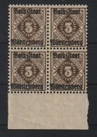 Altdeutschland Württemberg 1919 Michel Nr. 135 (4) ** Unterrandviererblock, Michel 100,-+ - Postfris