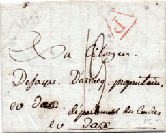 Prefilatelia Lettre De Paris A Dax / 1799 - ....-1700: Vorläufer