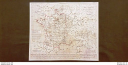 Francia Alla Morte Di Re Enrico III 1547 - 1589 Carta Geografica Del 1859 Houze - Cartes Géographiques