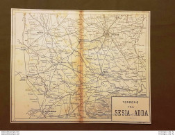 Carta Geografica O Mappa Tra Il Sesia E L'Adda Lombardia Stampa Del 900 - Andere & Zonder Classificatie