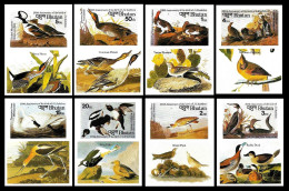 Bhutan 1985 Birds Audubon Complete Set Of 8 "Imperf" Stamps With Vignette MNH, As Per Scan, Only One Available - Bhután