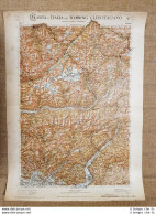 Grande Carta Geografica Del 1909 Bergamo Lombardia Touring Club Italiano - Mapas Geográficas