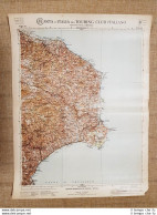 Grande Carta Geografica Del 1909 Catanzaro Calabria Touring Club Italiano - Geographical Maps