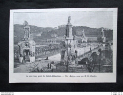 Il Nuovo Ponte Maria Cristina A San Sebastian, In Spagna Stampa Del 1905 - Sonstige & Ohne Zuordnung