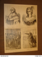Incisione 1887 Re Luigi XVI Re Sole Maria Antonietta Rivolta Mirabeau Francia - Avant 1900