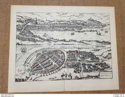 Veduta Della Città Di Flensburg E Itzehoe Anno 1599 Braun E F.Hogenberg Ristampa - Geographische Kaarten