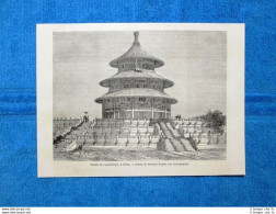 Gravure Année 1864 - Temple De L'Agricolture (Chine) - Tempio Dell'Agricoltura - Ante 1900