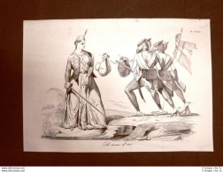 Incisione D'allegoria E Satira Le Armi D'oro Don Pirlone 1851 - Avant 1900