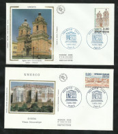 2 FDC Lettres Illustrées Premier Jour Paris Le 07/04/1990  Service N°102 Et 103 UNESCO Cachet Illustré Bleu B/TB  Soldé - 1990-1999