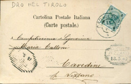 X0185 Austria,card Circuled 1902 From Dro Nel Tirolo(tirol)to Cavedine/Vezzano - Covers & Documents