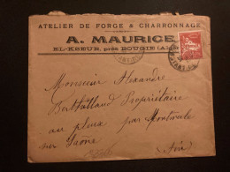 LETTRE A MAURICE ATELIER DE FORGE Pour La FRANCE TP 50c OBL.1-12 36 EL-KSEUR CONSTANTINE - Storia Postale