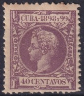 1898-264 CUBA SPAIN ALFONSO XIII 1898 AUTONOMIA Ed.169 40c ORIGINAL GUM - Vorphilatelie