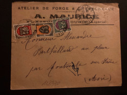 LETTRE A MAURICE ATELIER DE FORGE + DESSIN Pour La FRANCE TP BLASON 6F + 3F50 + 50c OBL.10-11 1948 EL-KSEUR CONSTANTINE - Brieven En Documenten