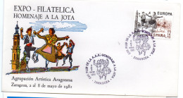 Carta  Con Matasellos Commemorativo De  Homenaje A La Jota De 1981 - Cartas & Documentos
