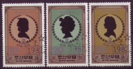 Asie - Corée Du Nord - Célébrités - 3 Timbres Différents - 7149 - Corée Du Nord