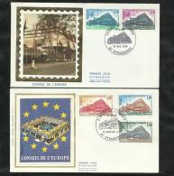 2 FDC Lettres Illustrées Premier Jour Strabourg 22/1/1977 Service N°53 à 55 14/10/1978 N° 56/57 Conseil De L'Europe B/TB - 1970-1979