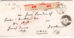 Preussen 1865, KL2 ARNSBERG Auf Begleit Brief N. Dortmund M. 2 Paketzetteln - Brieven En Documenten