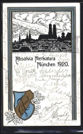 Künstler-AK München, Absolvia Merkatura 1920, Studentenwappen, Ortsansicht  - Andere & Zonder Classificatie