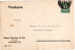 DR 1924, 5 Pf. M. Perfin Auf Firmenkarte V. Karlsruhe - Sonstige & Ohne Zuordnung