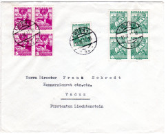 Österreich 1937, 8 G.+4er-Blöcke 5+8 G. Auf Brief V. Wien N. Liechtenstein. - Covers & Documents