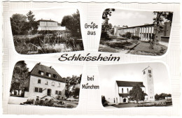 Schleissheim Bei München M. Postamt, Volksschule Usw., Ungebr. Mehrbild Sw-AK - Sonstige & Ohne Zuordnung