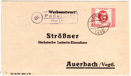 DDR 1952, Landpost Stpl. 10 PODELWITZ über Leinig (PLZ!!) Auf Brief M. 24 Pf. - Briefe U. Dokumente