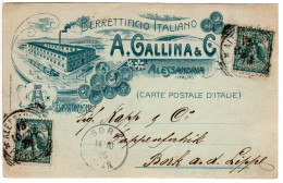 Italien 1905, 2x5 C. Auf Attraktiver Firmenkarte V. ALESSANDRIA - Ohne Zuordnung