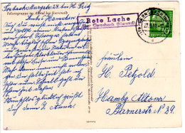 BRD 1959, Landpost Stpl. ROTE LACHE über Gernsbach Auf Karte M. 10 Pf. Heuss - Lettres & Documents