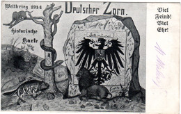 WK I, DEUTSCHER ZORN, Viel Feind Viel Ehr!, 1915 Gebr. Sw-AK - Geschichte