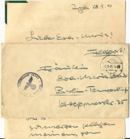 Feldpost WK II 1941, FP Brief M. Inhalt V. Riga Lettland U. Stummem Stpl. - Feldpost World War II